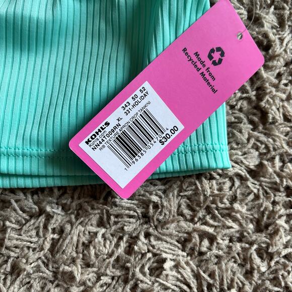 NWT! Juniors' Ninety-Nine° Mint Apron Crop Tankini Swim Top Size X-Large - Picture 5 of 7